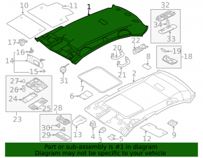 Обшивка потолка VW Jetta 11-18 USA без люка серый
