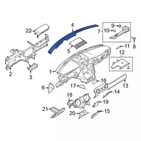 Накладка передней панели центральная верхняя Ford Mustang mk6 18-23 черная