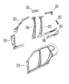 Стойка кузова центральная левая Jeep Cherokee KL 14-23