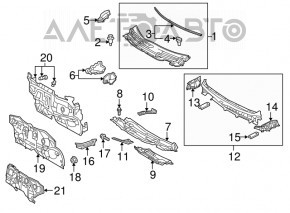 Заглушка решетки дворников правая Toyota Prius V 12-17 запилена