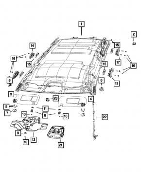 Обшивка потолка Jeep Grand Cherokee WK2 16-16 черн, под люк