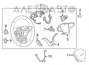 Руль голый Chevrolet Volt 16- кожа черн, с лепестками, без кнопок