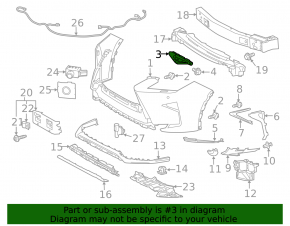 Крепление переднего бампера левое Lexus RX350 RX450h 16-22