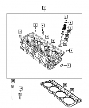 Головка блока цилиндров голая левая Dodge Challenger 13-23 5.7 EZH с клапанами