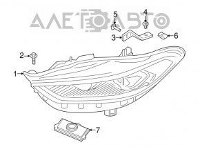 Фара передняя правая в сборе Ford Fusion mk5 17-20 LED, с DRL, под полировку, сколы