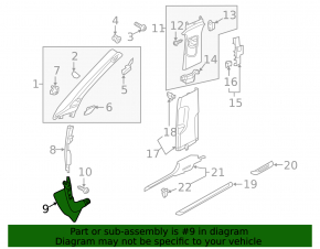 Накладка передней стойки нижняя правая Audi A3 8V 15-20 4d, 5d, черная