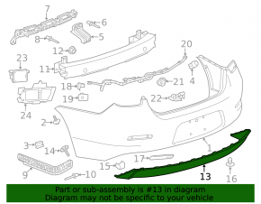 Губа заднего бампера Chevrolet Malibu 13-15 под 2 трубы