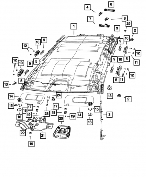 Обшивка потолка Jeep Grand Cherokee WK2 19-22 черный, под люк