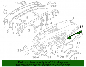 Накладка передней панели центральная Audi A6 C7 12-18 черная