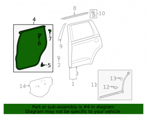 Уплотнитель двери задней правой Toyota Sequoia 08-16