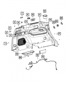 Заглушка обшивки арки левая Jeep Grand Cherokee WL 21-26 черная