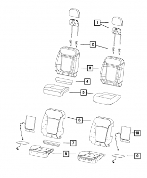 Водійське сидіння Dodge Journey 11-20 без airbag, тканина чорна