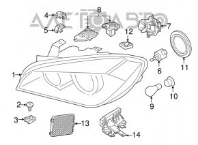 Фара передняя правая в сборе BMW X1 F48 16-19 LED, под полировку