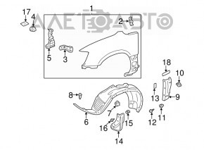 Накладка крыло передняя правая Lexus RX300 98-03