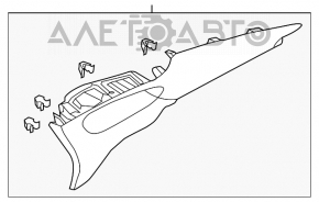 Накладка задней стойки левая Hyundai Azera 12-17 серая