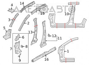 Стойка кузова центральная левая Mazda CX-5 17-25 на кузове, тычка