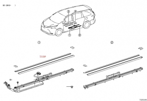 Накладка внутренней направляющей левого сидения 2-го ряда правая Toyota Sienna 21-26 черная, царапины