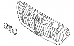 Решітка радіатора grill у зборі з емблемою Audi E-Tron 19-23 під парктроніки, хром із сірим