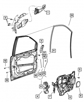 Замок двери передней правой Jeep Compass 11-16