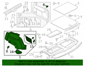 Обшивка арки левая Audi A3 8V 15-20 4d, под задний airbag, AWD
