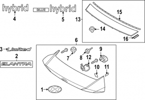 Накладка крышки багажника верхняя Hyundai Elantra 21-26 задняя, N Line