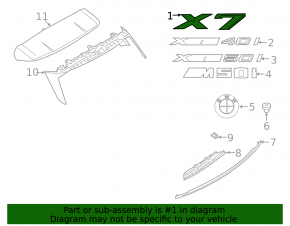 Эмблема надпись X7 двери багажника BMW X7 G07 19-26