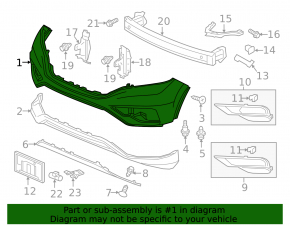Бампер передний голый верхняя часть Honda CRV 15-16 рест