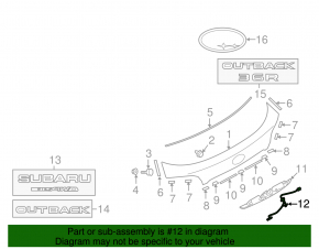 Кнопка открытия двери багажника Subaru Outback 15-19 keyless