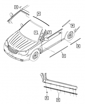 Порог правый Chrysler 200 11-14