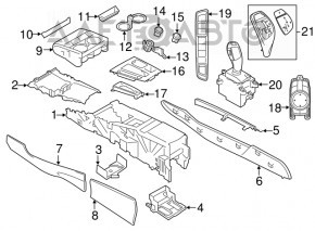 Шифтер КПП с ручкой BMW X5 F15 14-18 кожа черная с хромом, потерта, воздух, надломано крепление