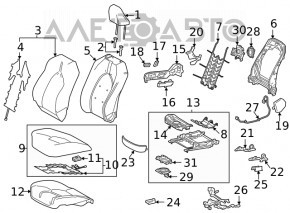 Пасажирське сидіння Toyota Camry v70 18-19 з airbag, механічне, з підігрівом, тканина сіра, коричнева строчка, під хімчистку
