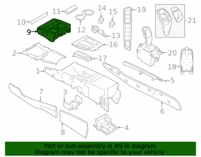 Бокс карман центральной консоли с подстаканниками BMW X5 F15 14-18 черный, e-drive, с прикуривателем