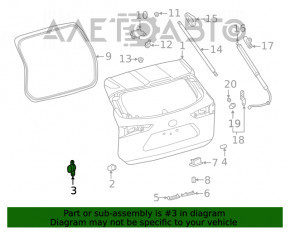 Отбойник двери багажника правый Toyota Highlander 20-26
