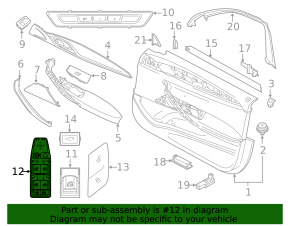 Управление стеклоподъемником передним левым BMW 5 G30 17-23 с черной накладкой, под складывание зеркал