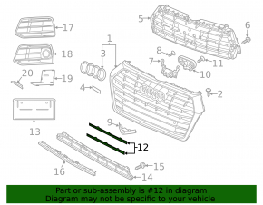 Нижний молдинг решетки радиатора grill Audi Q5 80A 18-20 хром