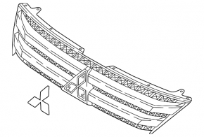 Решітка радіатора grill з емблемою Mitsubishi Eclipse Cross 22-26 чорна