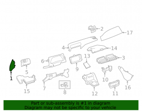 Накладка передней панели боковая левая Nissan Leaf 18-24 черная