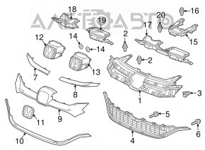 Кронштейн решетки радиатора grill Honda CRV 15-16