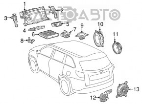 Пищалка двери багажника левая JBL Toyota Highlander 14-19