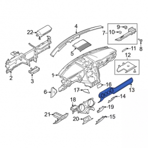 Накладка передней панели правая Ford Mustang mk6 15-23 серая
