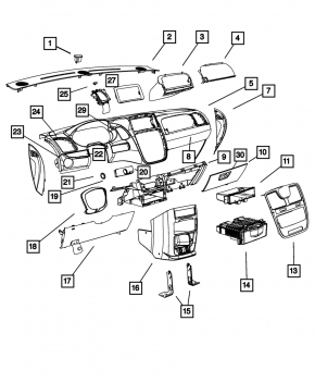 Перчаточный ящик, бардачок Dodge Grand Caravan 11-20 нижний серый