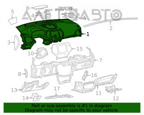 Торпедо передняя панель с AIRBAG Jeep Cherokee KL 19-19 черная, надломаны крепления воздуховодов