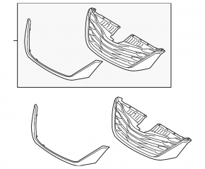 Решетка радиатора grill в сборе Toyota Sienna 11-14 LE, хром
