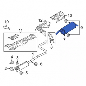 Глушитель задняя часть с бочкой и средняя часть Ford Fiesta 11-16 1.6 4d