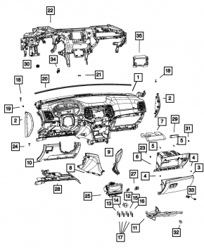 Торпедо передняя панель с AIRBAG Jeep Grand Cherokee WK2 14-22 черная