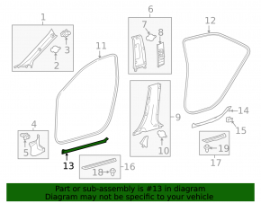 Накладка порога передняя левая внутренняя Toyota Camry v55 15-17 usa серая
