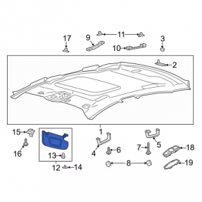 Козырек правый Ford Fusion mk5 13-15 серый с крючком