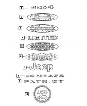 Эмблема передняя решетки радиатора grill Jeep Compass 11-16