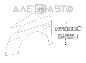 Эмблема HYBRID крыла левая Toyota Prius 30 10-15