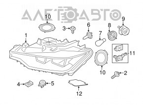 Фара передняя правая BMW 3 F30 16-18 рест, галоген